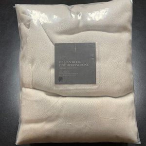 Restoration Hardware Italian Wool Herringbone Curtain Panel 96X100 Natural Ivory